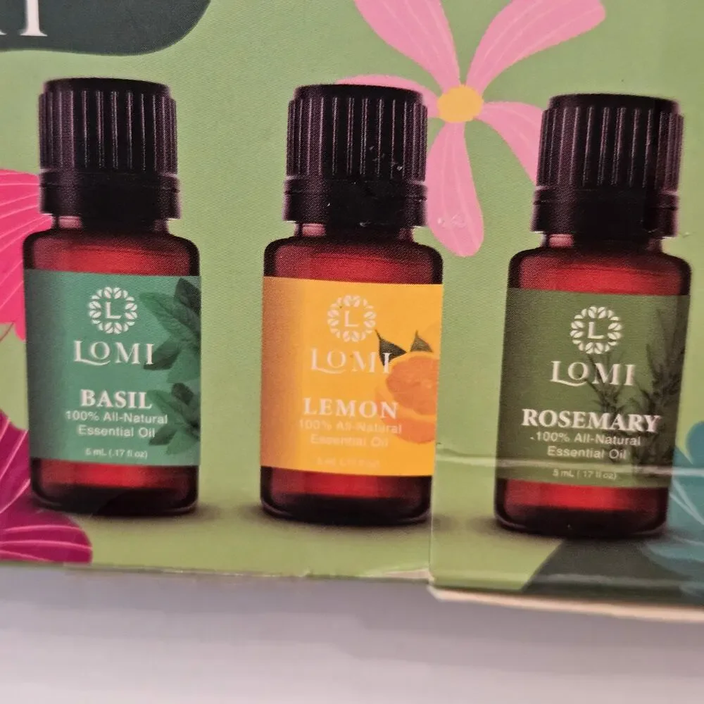 Lomi Hello Spring Essential Oils Set 6 x 5mL Basil Lemon Tea Tree Eucalyptus